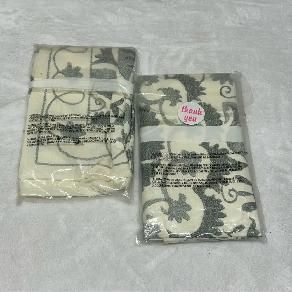 2 Pottery Barn Tula Suzani Pillow Sham EURO Gray Medallion Print 26 Square NEW